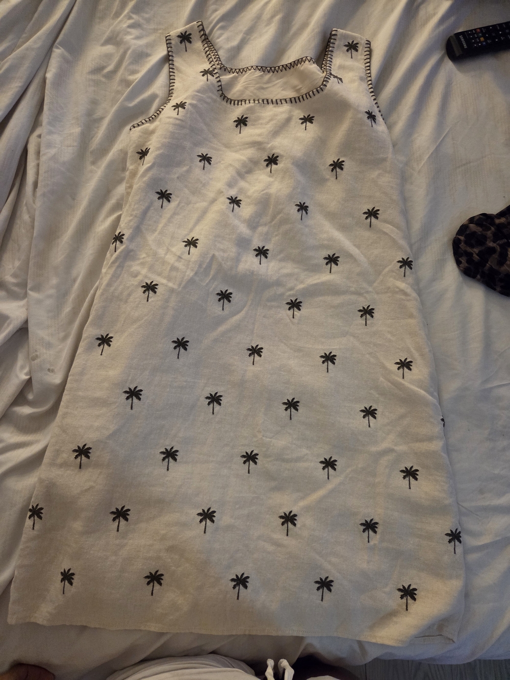 Cynthia Rowley White Tank Dress with Black Palm Print